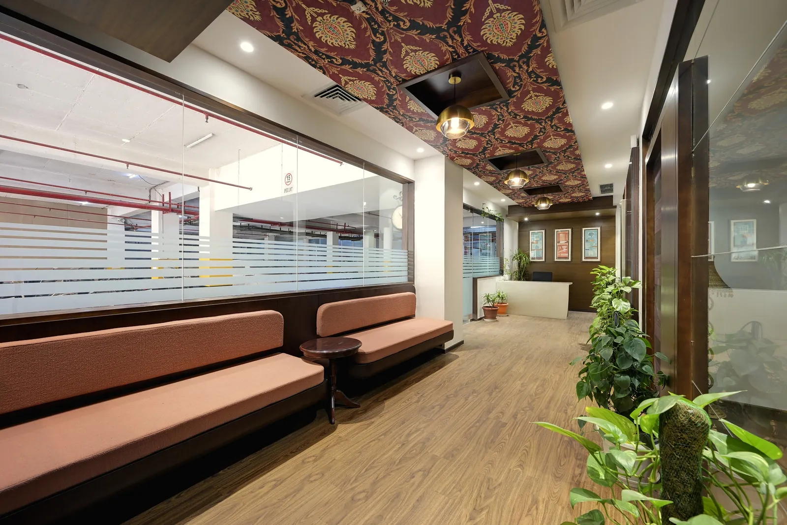 The lounge along the corridor