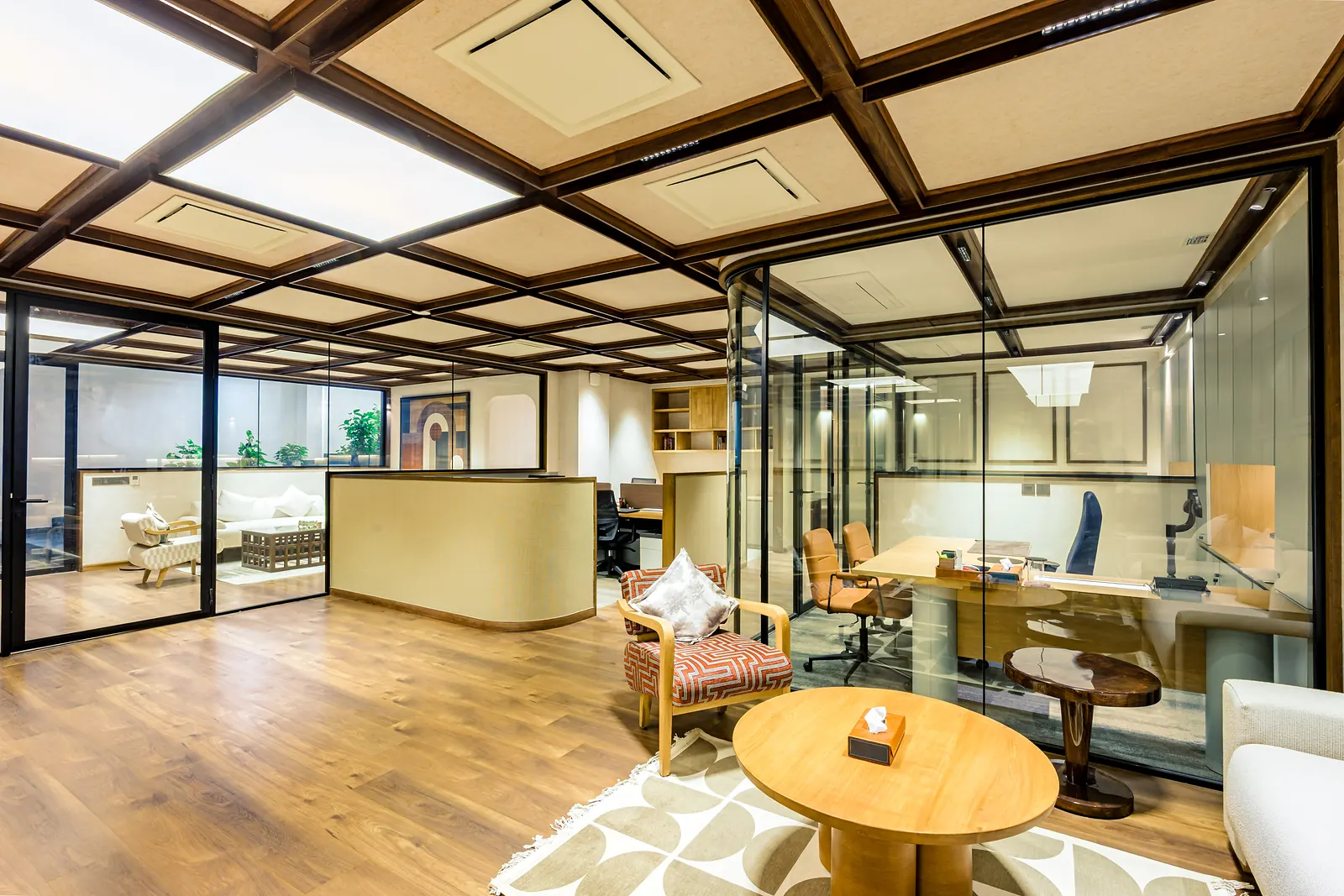 Glass cabins off the main floor